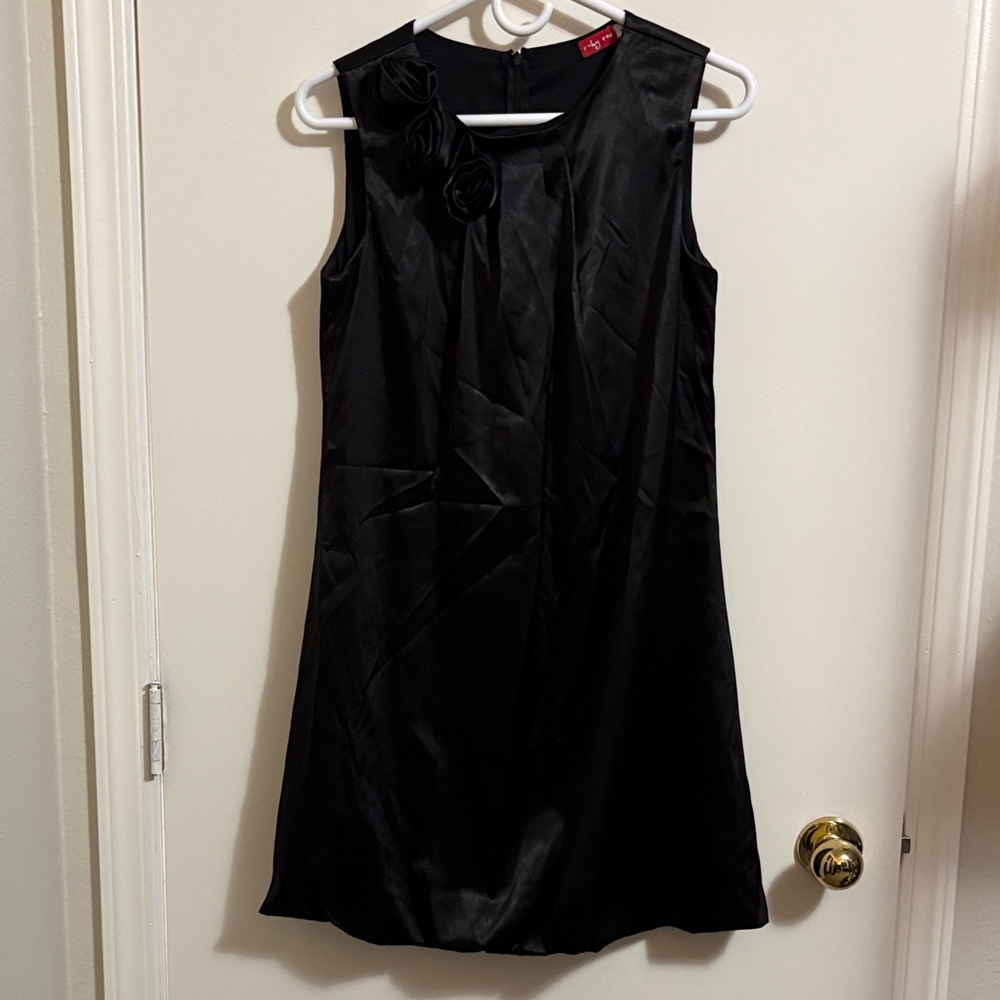 Ruby Rox Black Mini Dress with Floral Detail